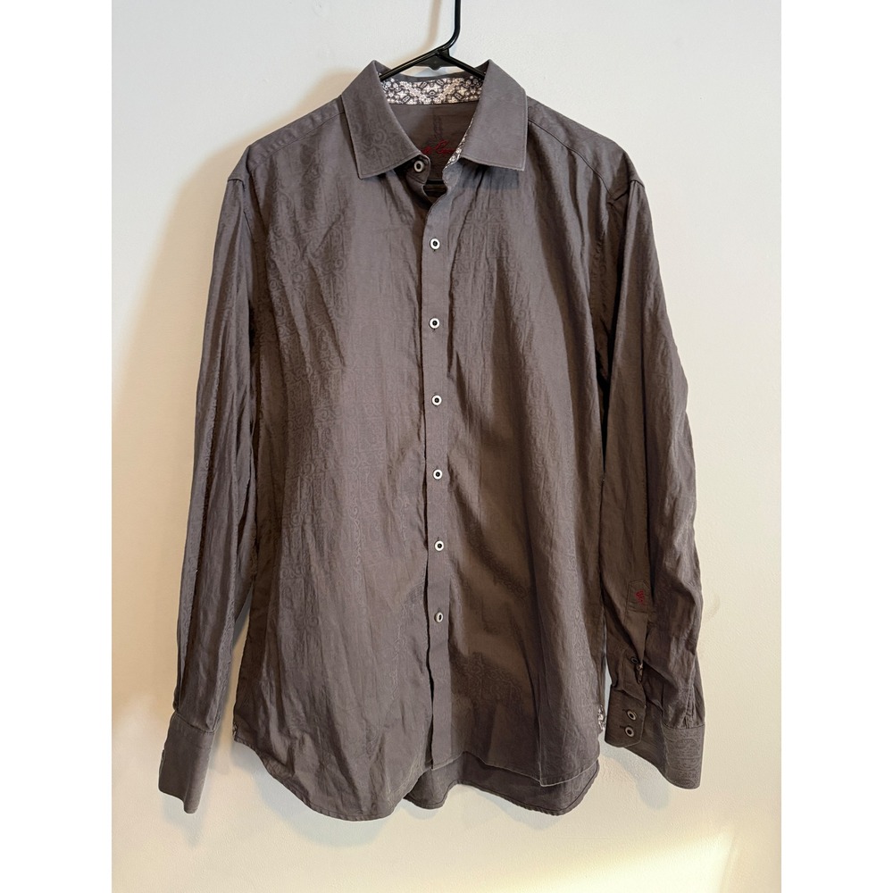Robert Graham Mens Gray Paisley Pattern Long Sleeve Button Up Dress Shirt Size M